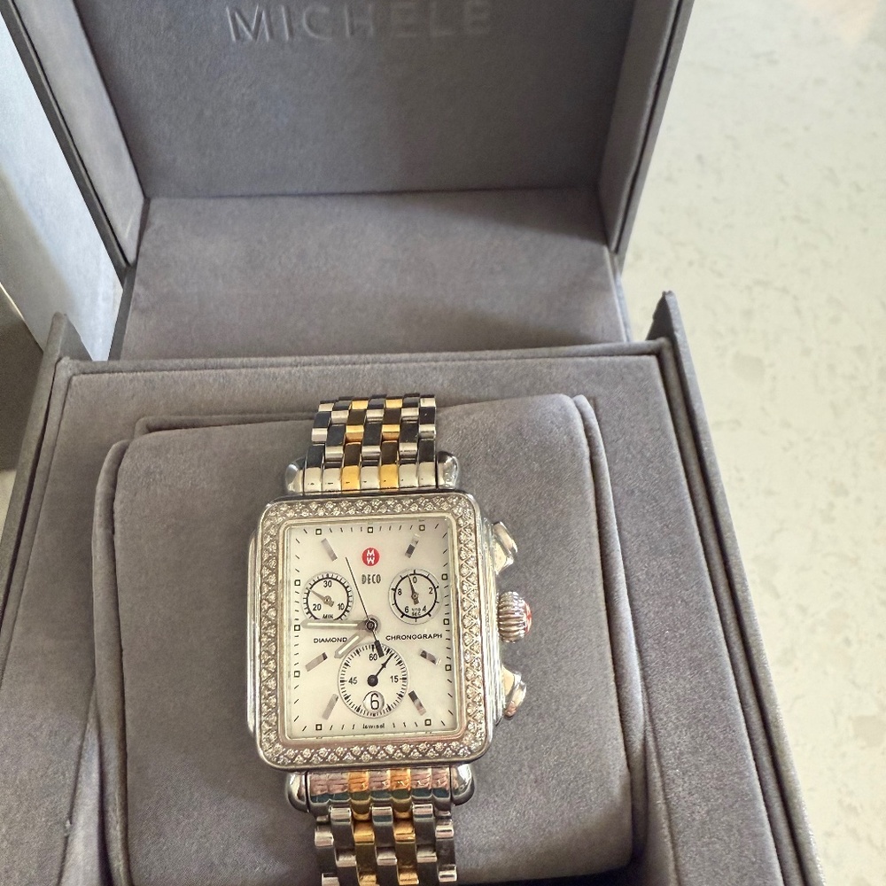 Michele Deco Diamond Stainless Watch